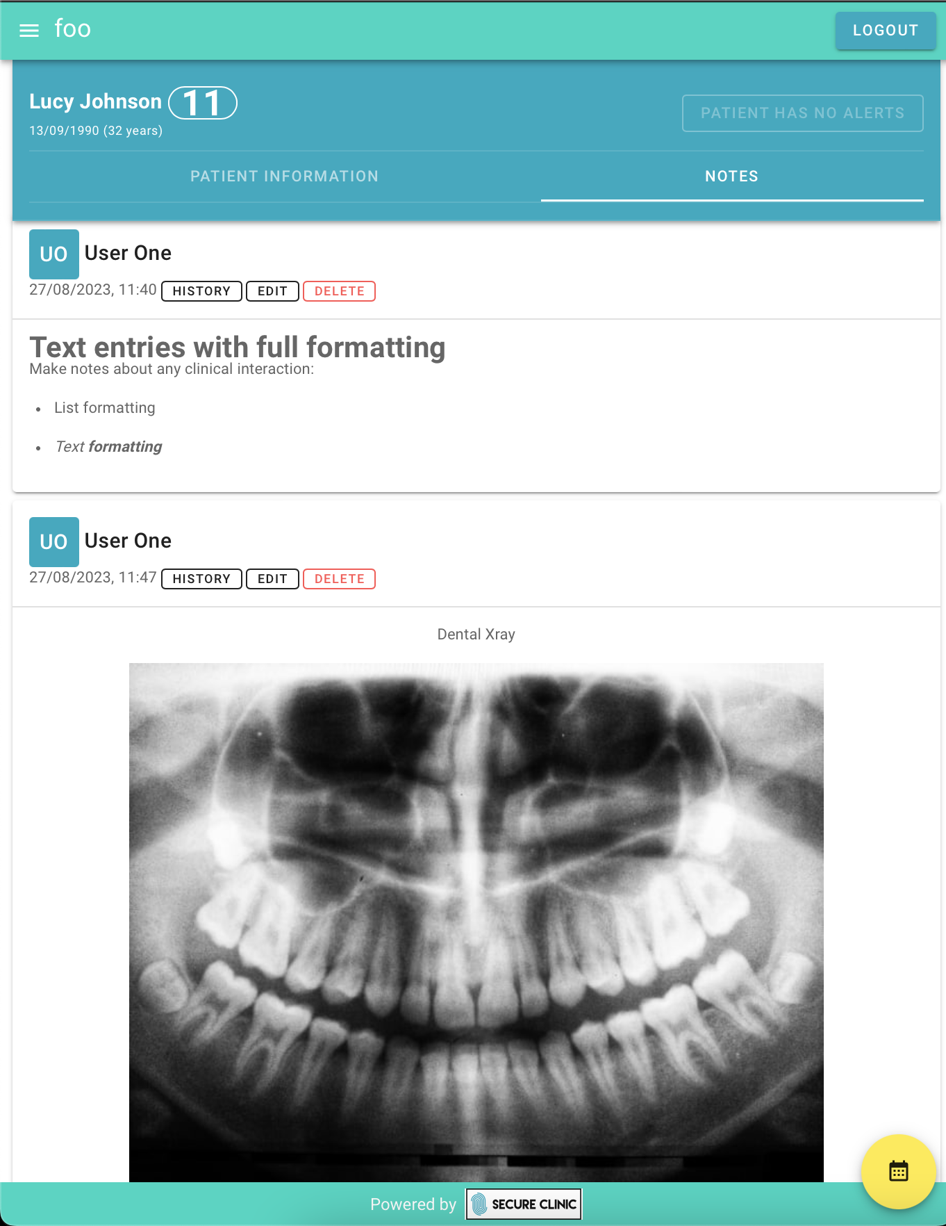 screenshot of Secure Clinic